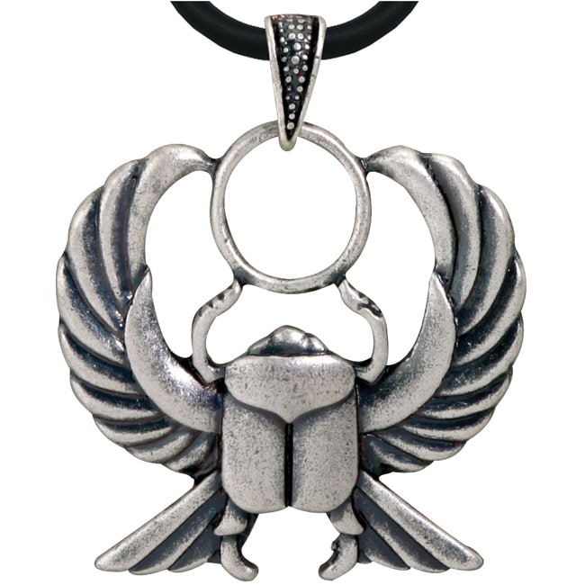 Pewter Egyptian Scarab Necklace  