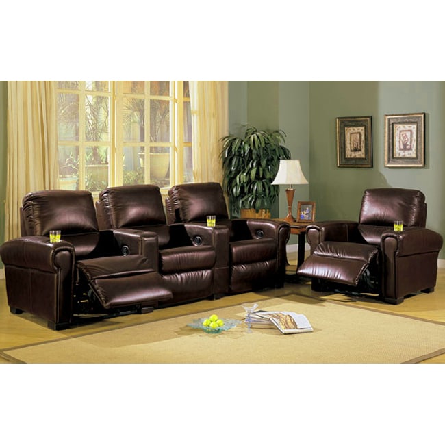 Top Grain Leather Home Theatre Sectional Recliner Free Shipping Today