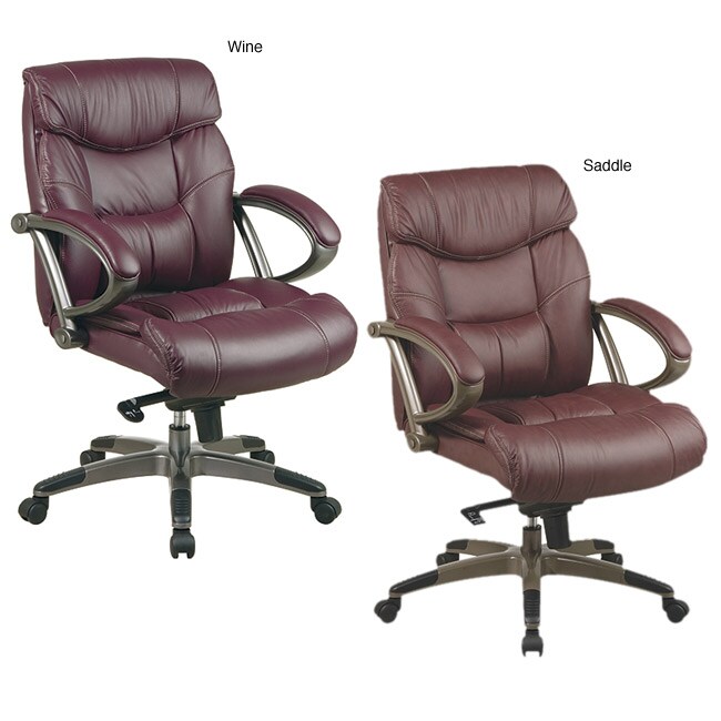 Shop Office Star Deluxe Executive Mid-back Full Grain Leather Chair