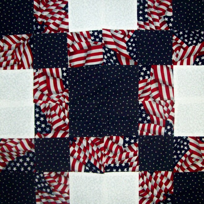 American Flag Nine Patch Fabric Kit 24 Quilt Blocks  