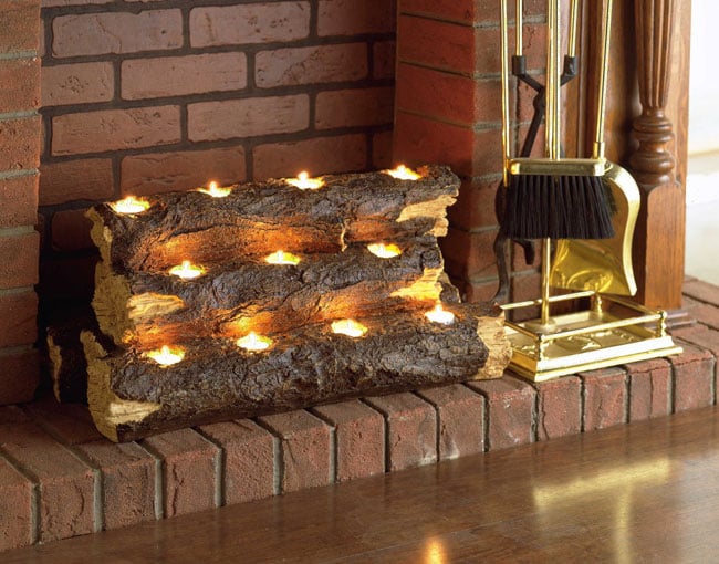 Tealight Fireplace Log  