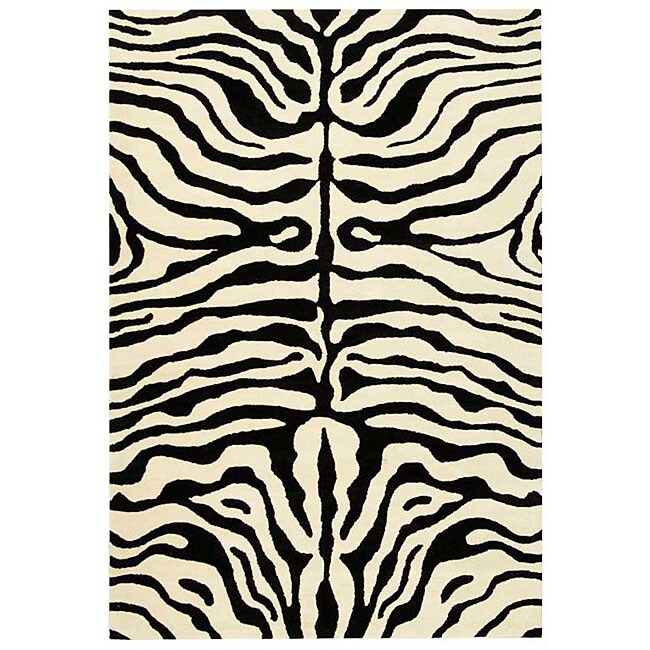 Safavieh Handmade Soho Zebra Ivory/ Black N. Z. Wool Rug - 9'6 x 13'6