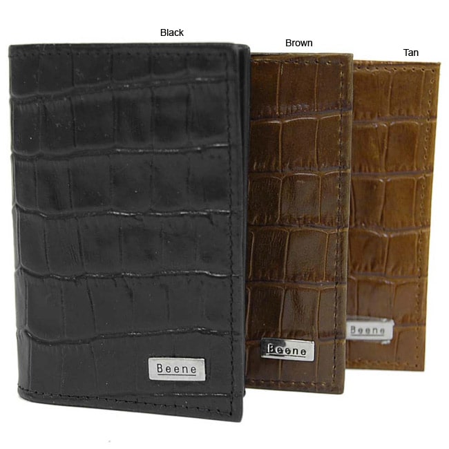 Geoffrey Beene Croc Print Leather Card Case  