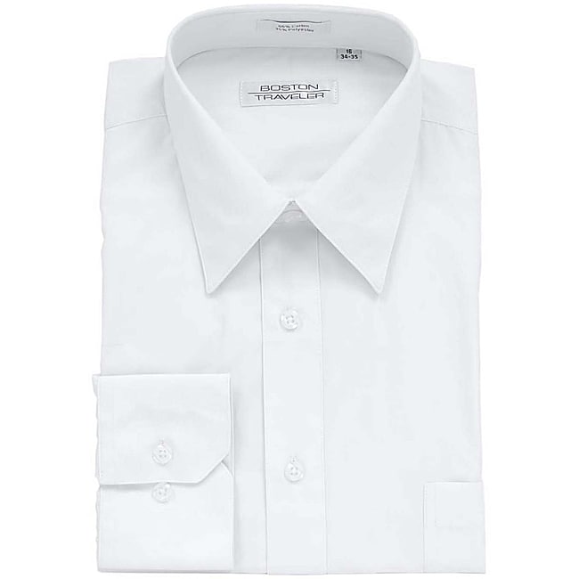 Boston Traveler Mens White Dress Shirt  