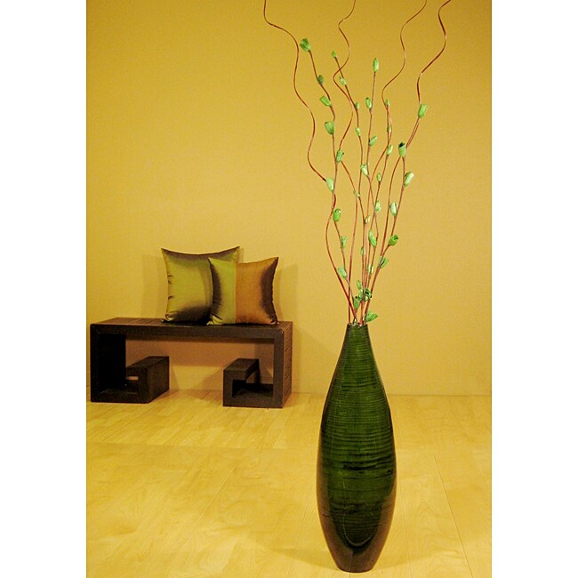 Green Bamboo Floor Vase with Apple Green Florets  