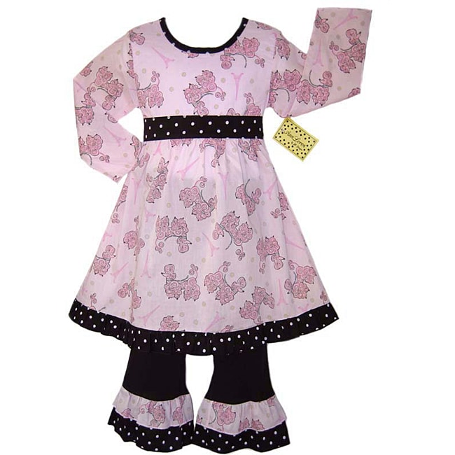 AnnLoren Girls French Poodle 2 piece Dress Outfit  