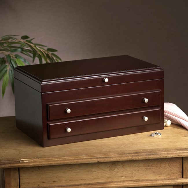 Walnut Two drawer Jewelry Chest