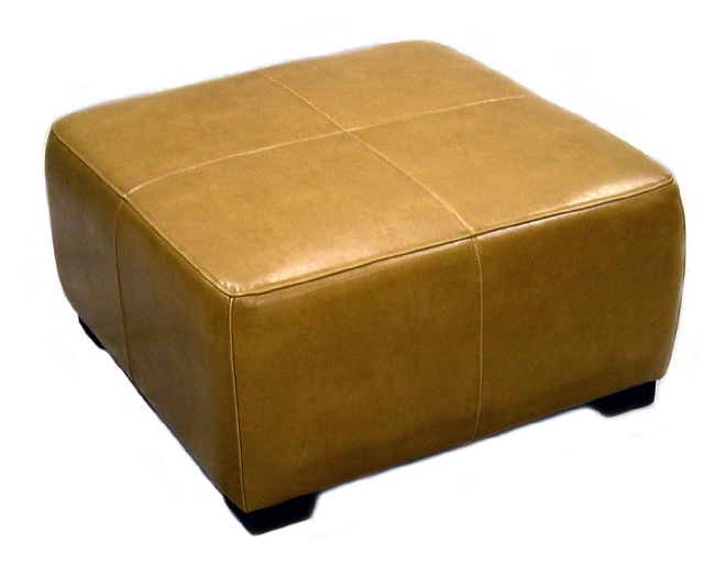 Light Brown Bi cast Leather Cocktail Ottoman  