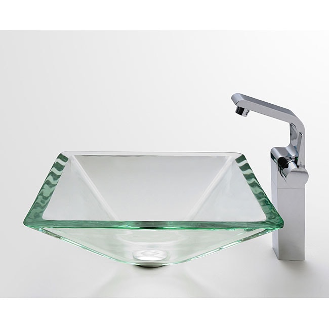 Kraus Aqua Marine Glass Sink And Impressio Faucet