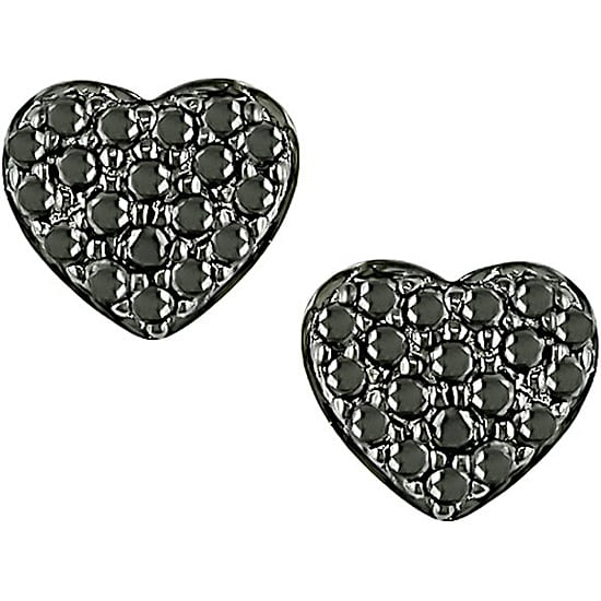 10k Gold 3/8ct TDW Black Diamond Heart Earrings  