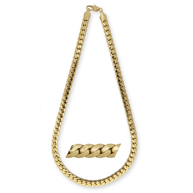   Gold Overlay 42 inch Tight Cuban Link Necklace 10mm  