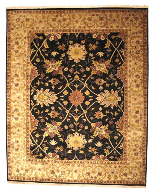 Hand-knotted Nargess Black Wool Rug (4' x 6') - 1139516 - Overstock.com ...