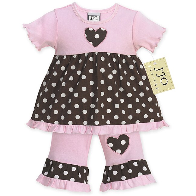 JoJo Designs Pink and Brown Polka Dot Baby Girls Outfit   
