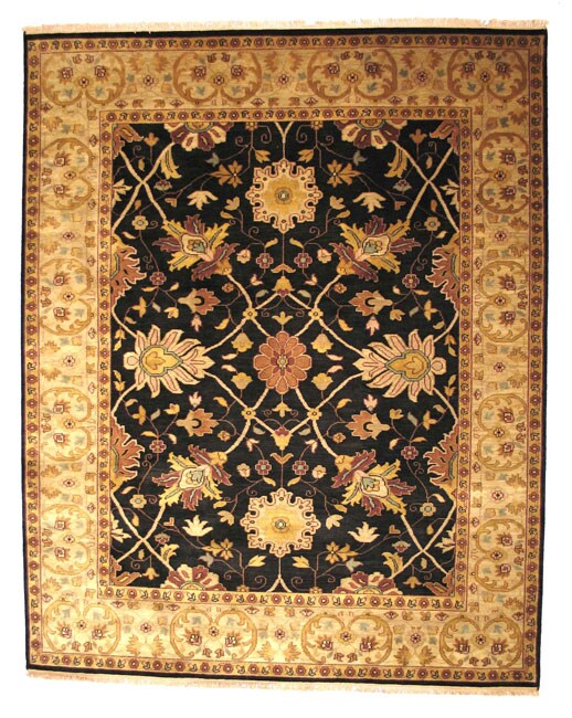 Hand knotted Nargess Black Wool Rug (9 x 12)  