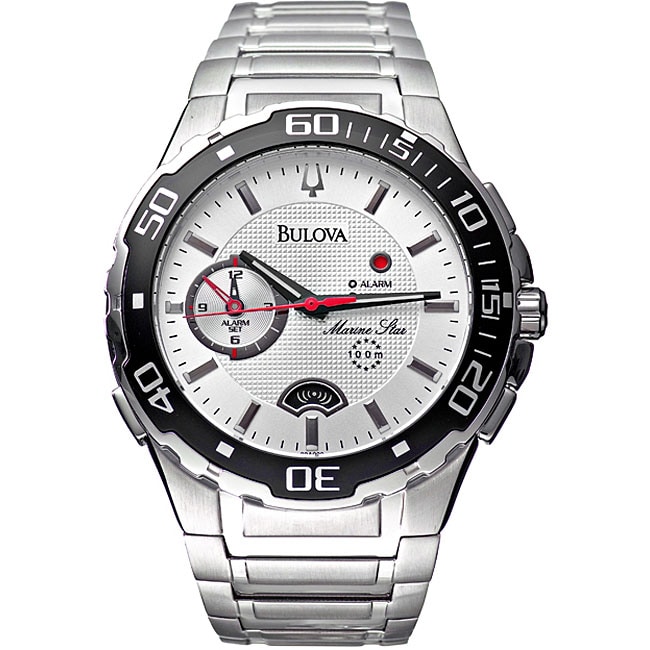 Bulova Mens Marine Star Stainless Steel Silver Dial Watch
