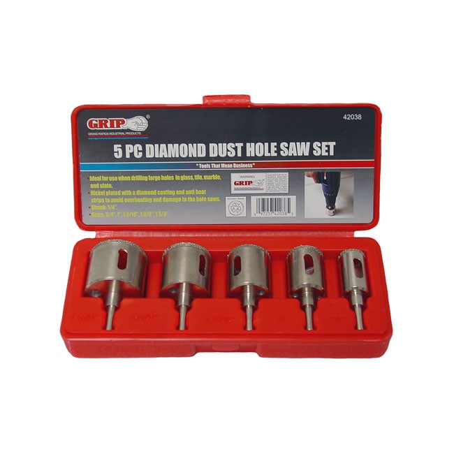 GRIP 5 piece Diamond Dust Hole Saw Set  