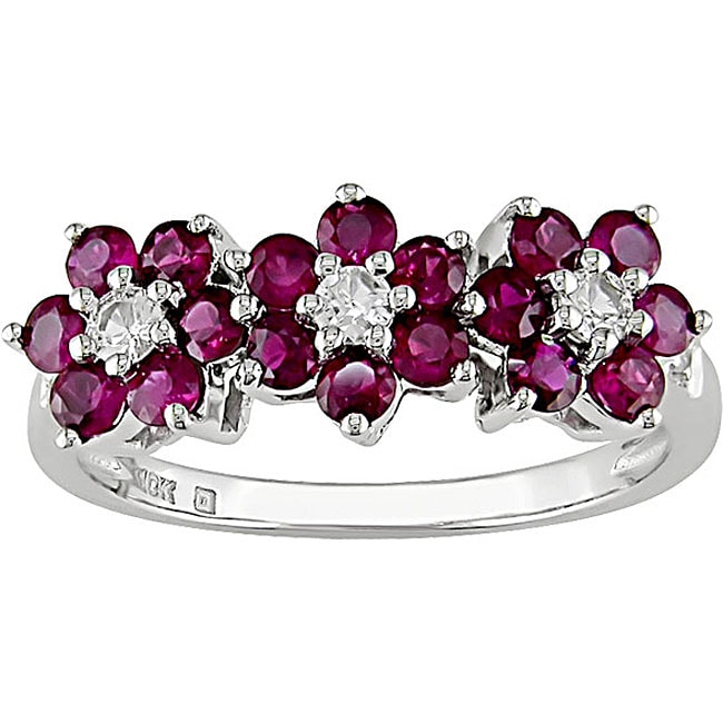 10k Gold Diamond Ruby and White Sapphire Ring Gemstone Rings