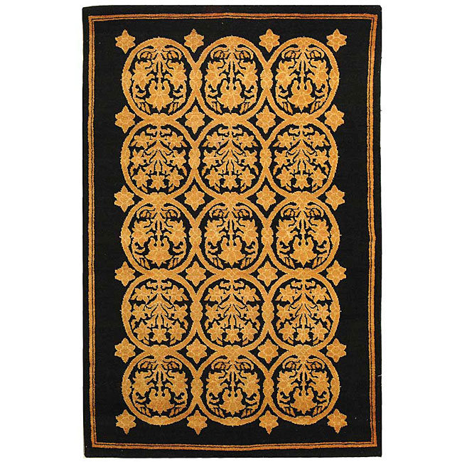 Persian Hand knotted Majestic Black Rug (4' x 6') 3x5   4x6 Rugs