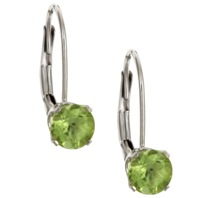 10k White Gold Peridot Leverback Earrings Gemstone Earrings