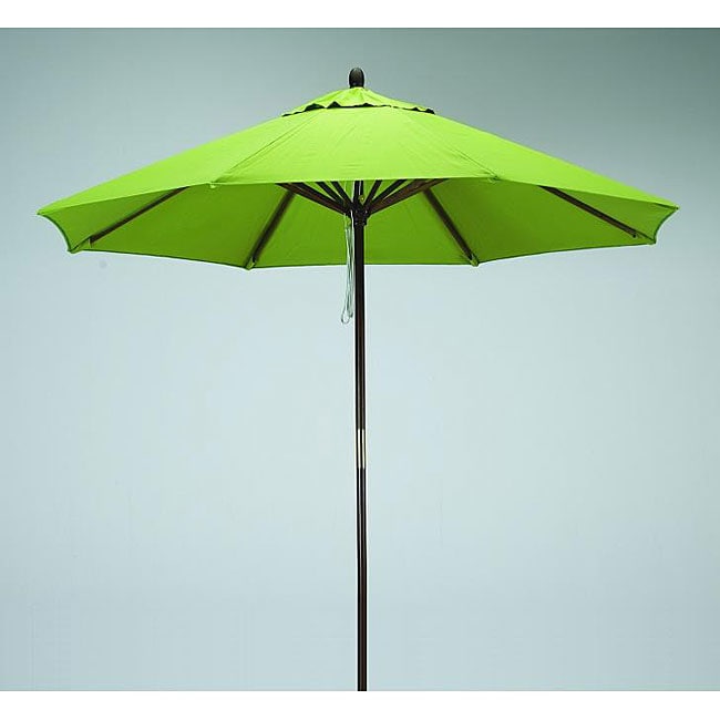 Round 9 foot Lime Green Hard Wood Patio Umbrella  