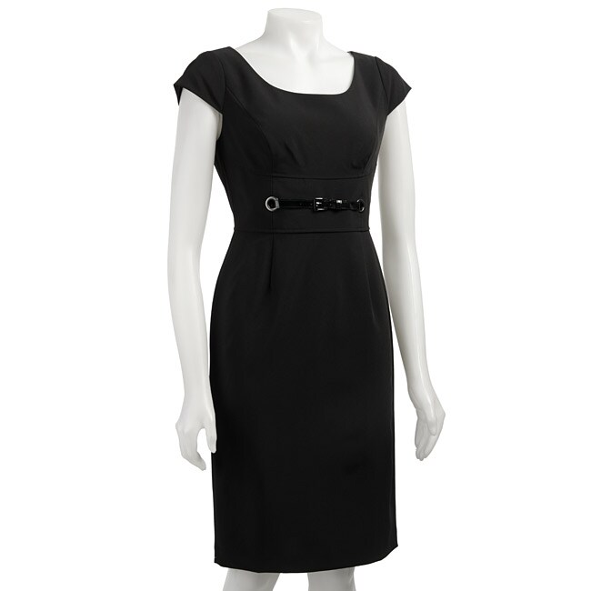 London Times Womens Black Cap sleeve Dress  