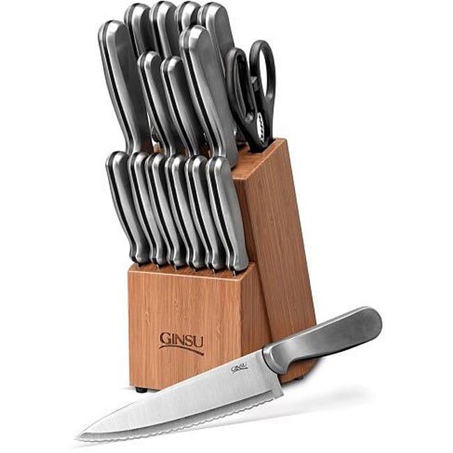 Stainless Steel/ Bamboo 16 piece Knife Set Today 