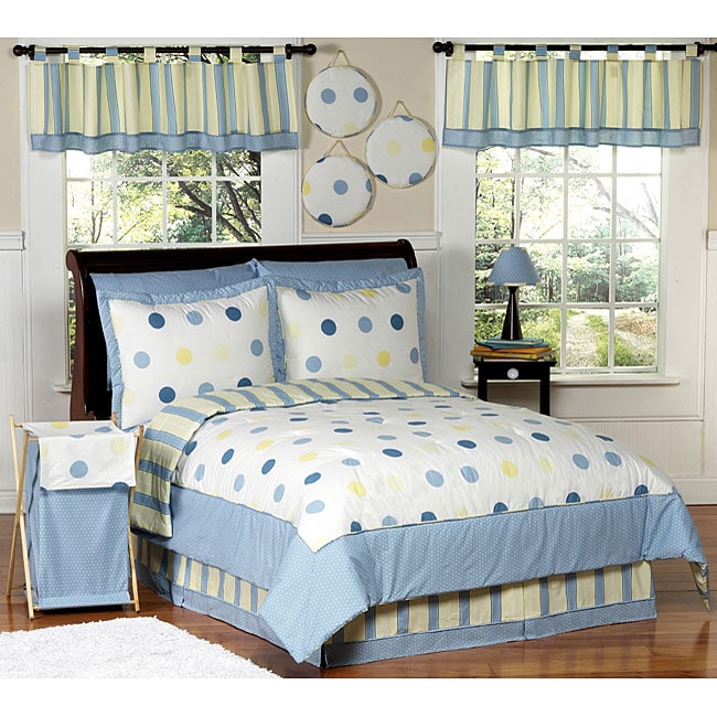 Blue and Yellow Modern Dots Full/ Queen Bedding Set - Free Shipping ...