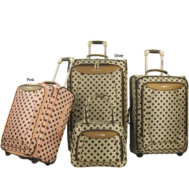 Olympia Spearmint 4 piece Polka Dot Luggage Set  