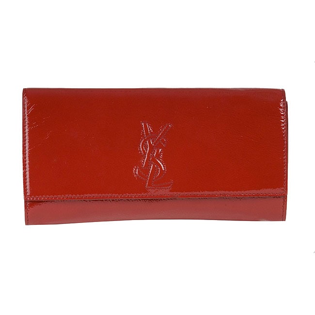 YSL New Pochette Red Patent Leather Clutch  