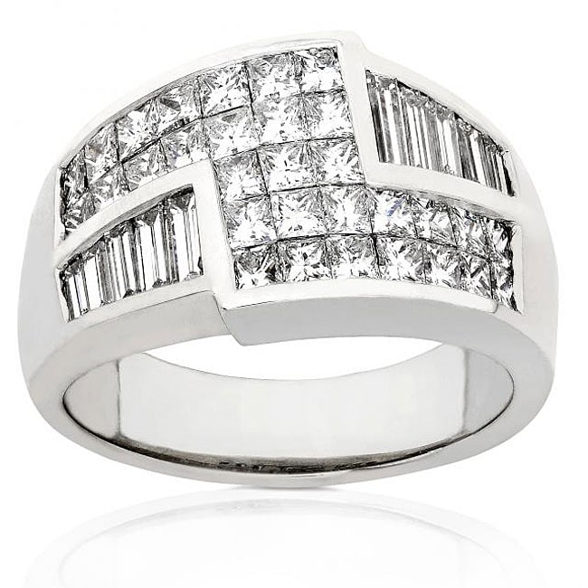 Platinum 2ct TDW Princess and Baguette Diamond Ring (G H, VS SI