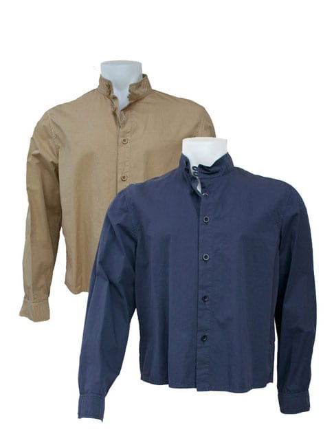 Emporio Armani Mens Banded Collar Cotton Shirt  