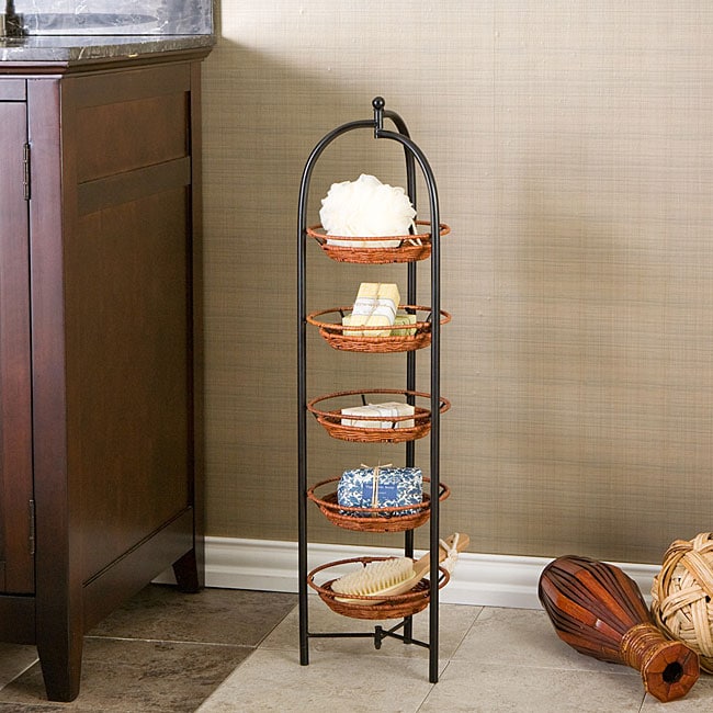 Rattan 5 tier Storage Basket Shelf  