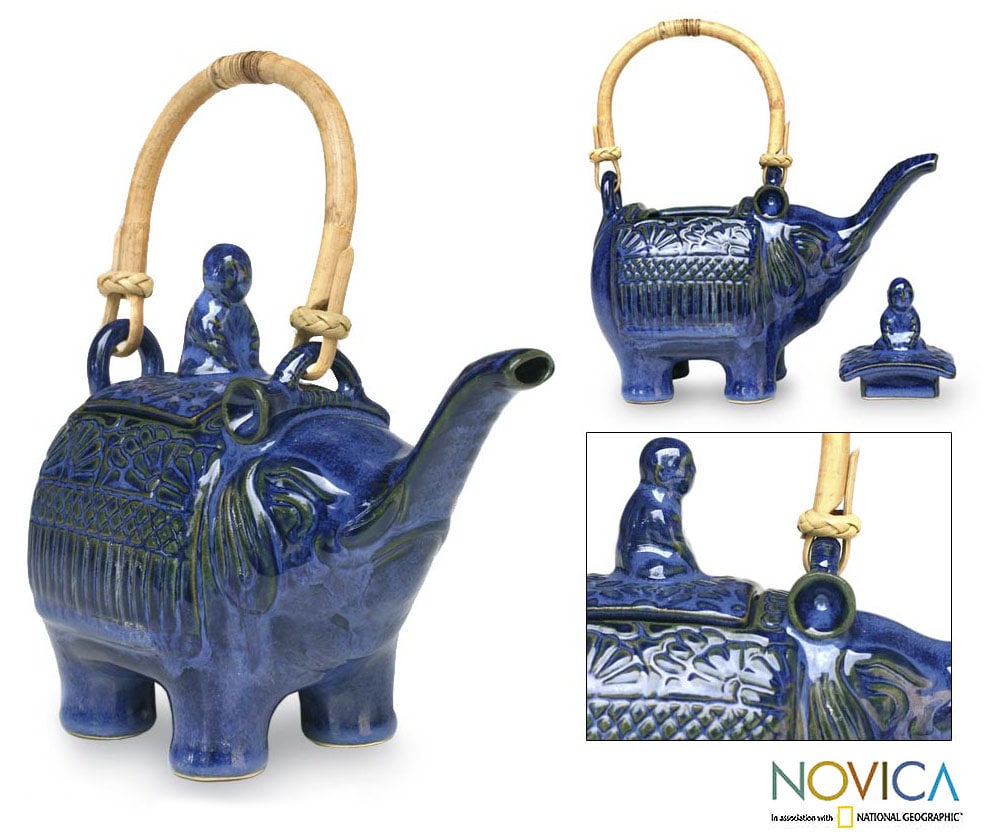 Ceramic Buddha and the Sapphire Elephant Teapot (Indonesia 