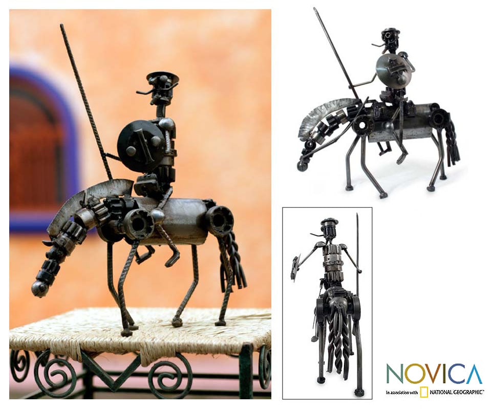 Rustic Don Quixote II Iron Sculpture (Mexico)  