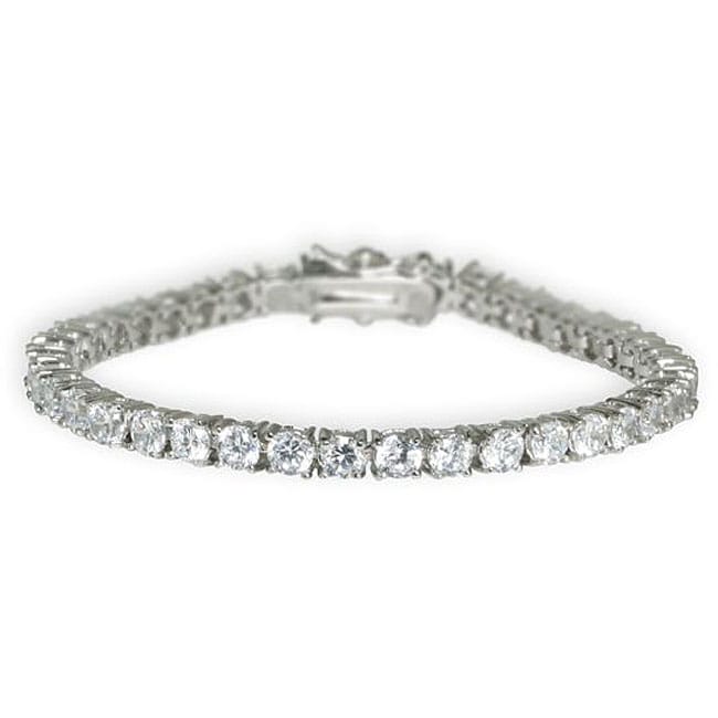 14k White Gold Overlay Classic CZ Tennis Bracelet  