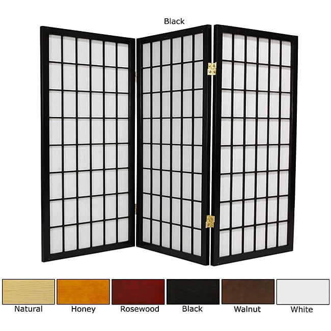 Wood/ Paper 3 foot 3 panel Miniature Windowpane Shoji Screen (China 