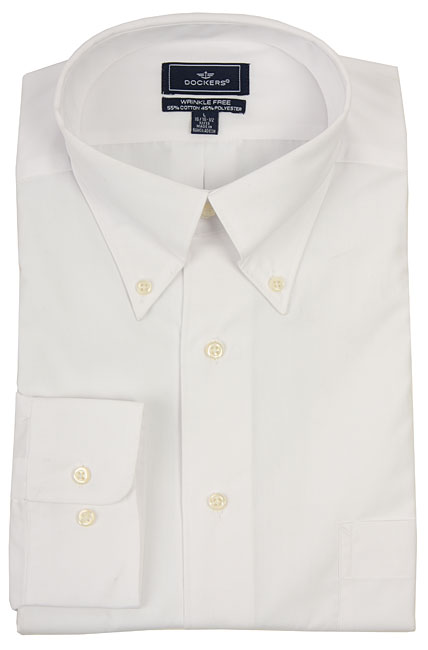 Dockers Men's White Oxford Wrinkle-free Dress Shirt - 11464851 ...