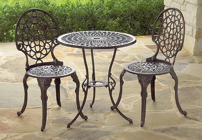 Bronzed Aluminum Three piece Bistro Set