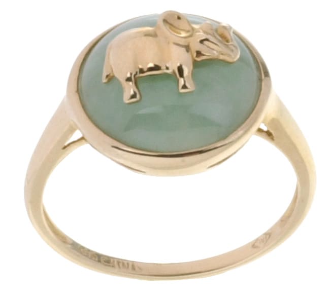 14 kt. Gold & Green Jade Elephant Ring