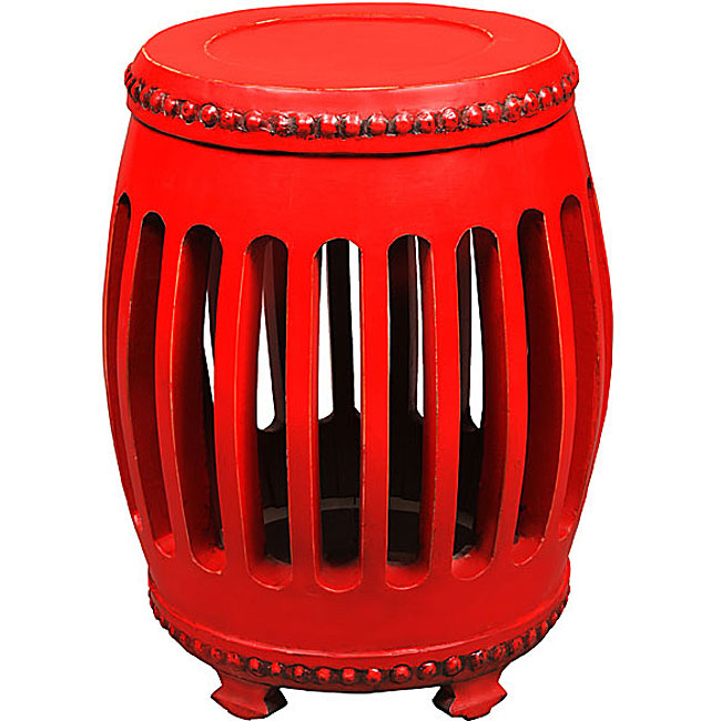 Barrel shaped Red End Table  