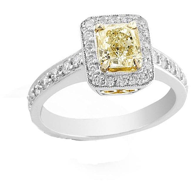 18k White Gold 1 1/2 ct TDW Yellow Diamond Ring (VS1)  