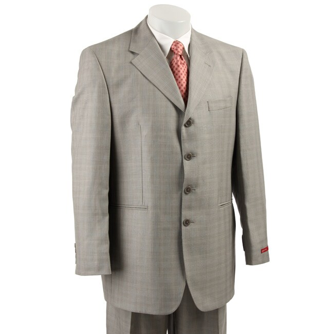 Fubu Men's Grey/Tan Glen Plaid 4-button Suit - 11485728 - Overstock.com ...
