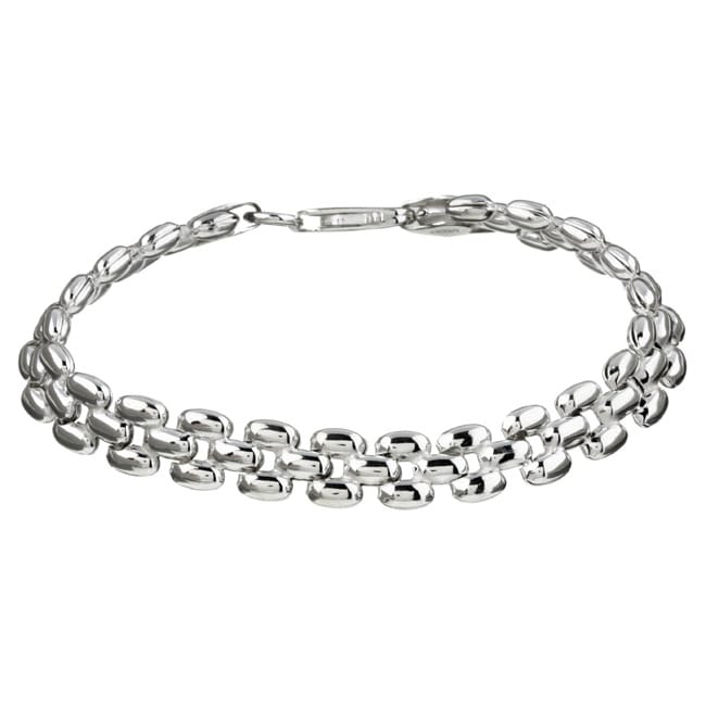   Sterling Silver 7 inch Panther Link Bracelet  