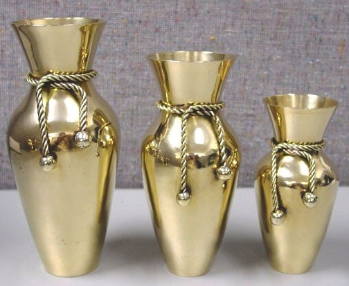 Brass Vases with Rope  