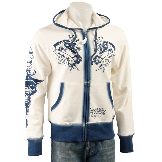 Ed Hardy Mens Panther Spray Hoodie