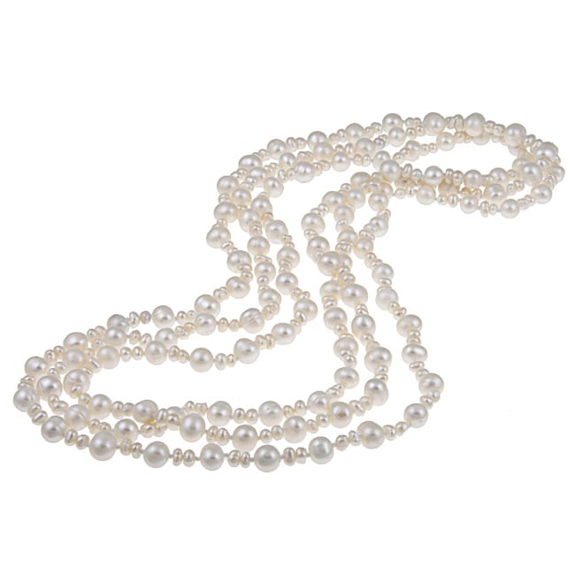 Maddy Emerson Couture Genuine White Pearl Necklace (7 8 mm)