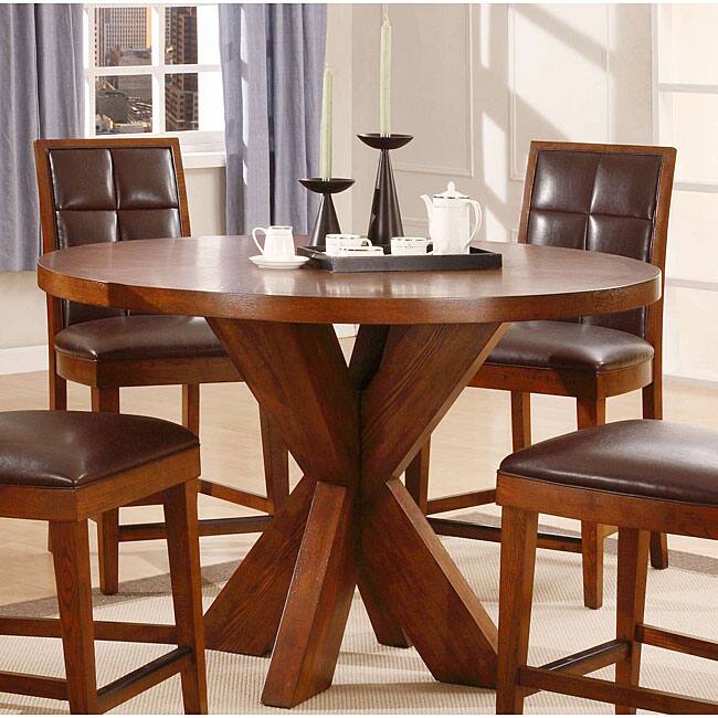 Round X Base Counter Dining Table - Brown