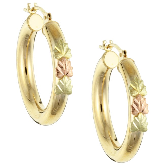 12k Black Hills Gold Tube Hoop Earrings Free Shipping Today   L11509001 