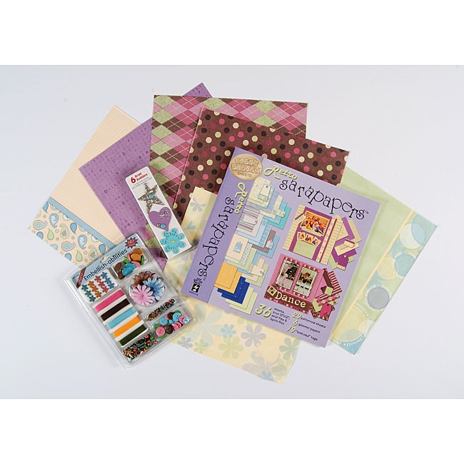 Retro Sarapapers 12x12 inch Scrapbook Set Hot off the Press 12 x 12 Scrapbooking Kits