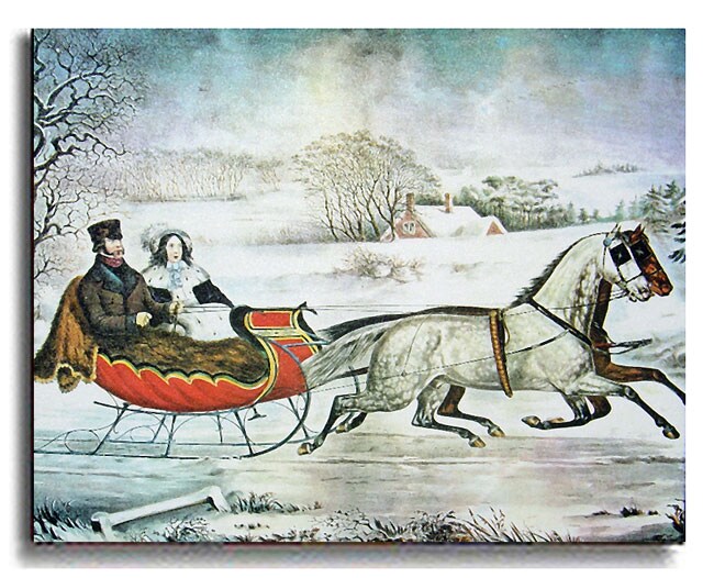 Currier & Ives Winter Road Stretched Canvas Art  